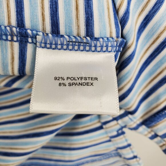 Peter Millar Crown Crafted Blue Striped Performance Men's Golf Polo Shirt Large - Picture 10 of 11